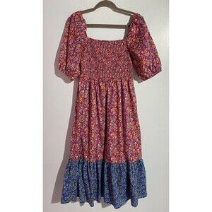 House of Harlow Dress‎ M Floral Midi Puff Sleeves Peasant Cottagecore Milkmaid